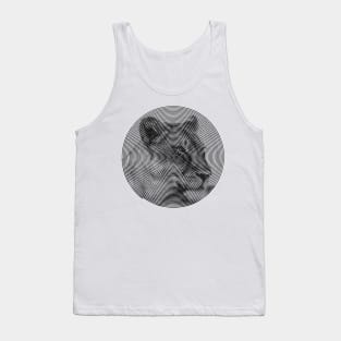 Lioness Face Close-up in Spiroglyphic Style Spiral Circles Tank Top